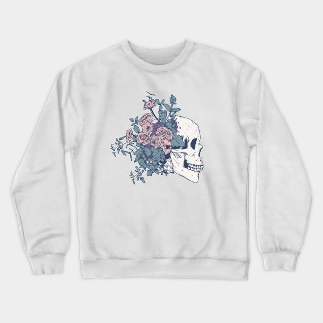 Floral Skull beauty Crewneck Sweatshirt by Jess Adams